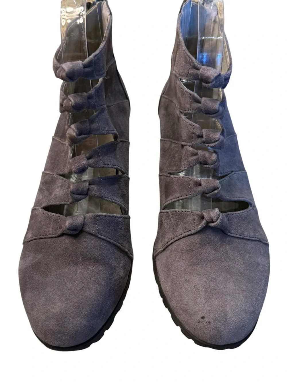 Jambu Gray Suede Strappy Ankle Booties Zip Back Womens Size 7.5